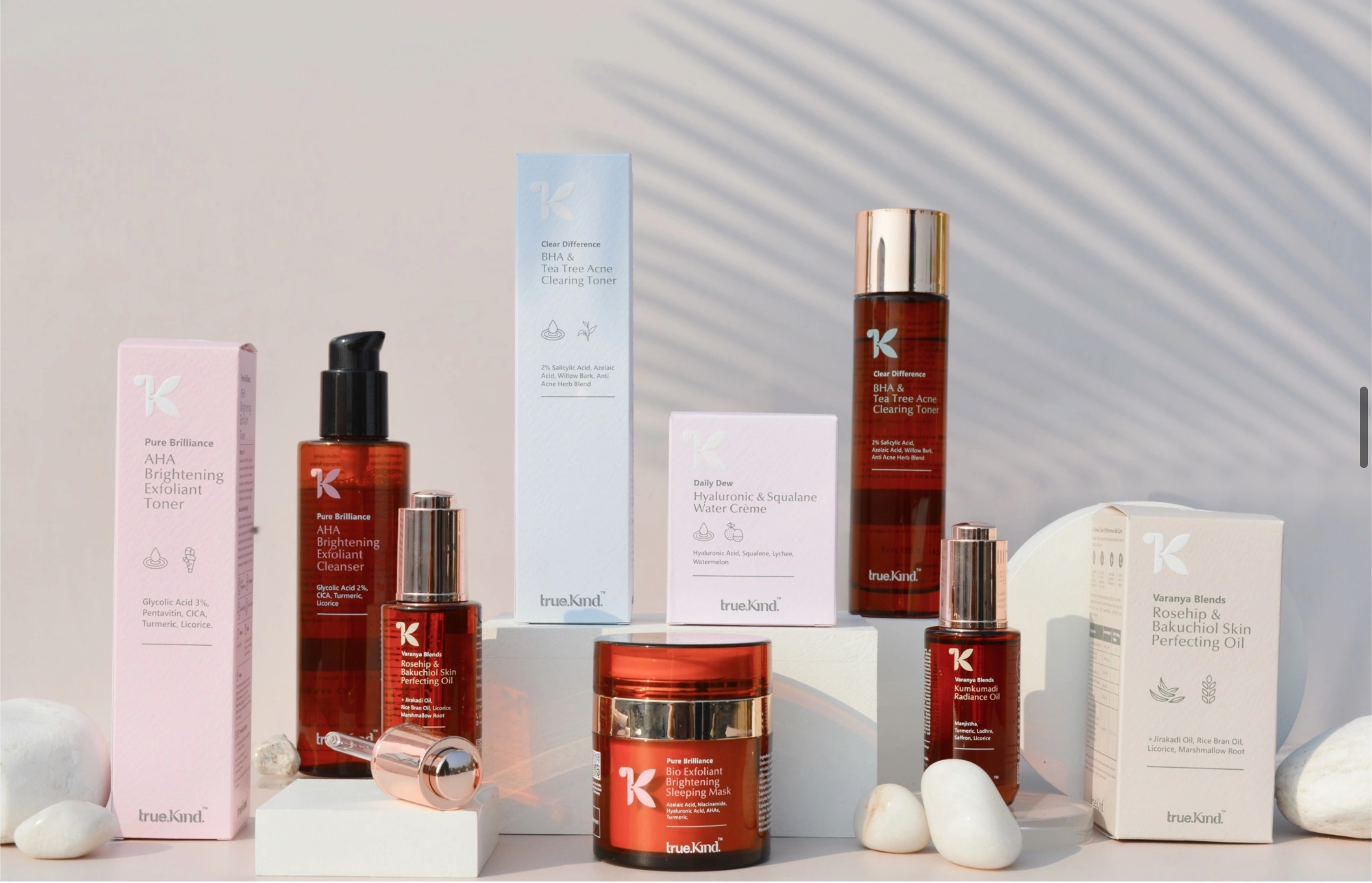 TrueKind skincare product collection